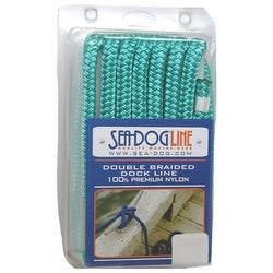 Double Braid Nylon Dock Line Teal 3/8"x25'