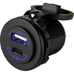 USB C USB A Dual Socket Round