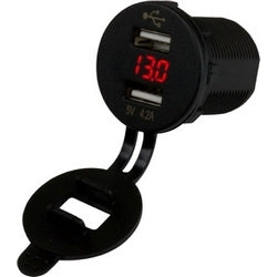 USB Power Socket Dual RND W/VOLT