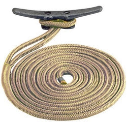 Double Braid Nylon Dock Line Gold/White 3/8"x15'